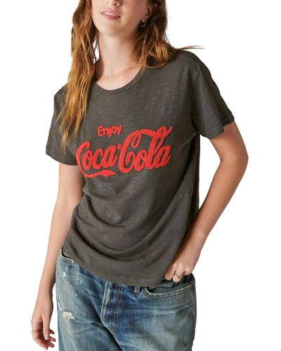 Lucky Brand Beaded Coca-cola Logo Cotton T-shirt - Gray