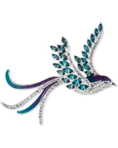 Anne Klein Gold-tone Crystal Bird Pin - Blue