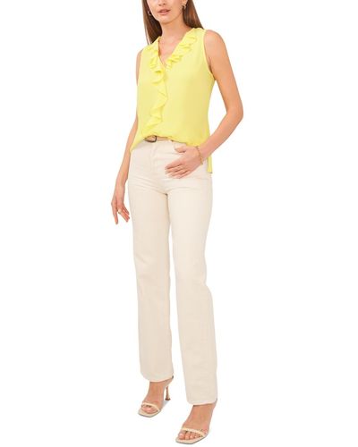 Vince Camuto Solid Sleeveless Ruffled Top - Yellow