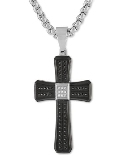 Macy's & White Diamond Cross 22" Pendant Necklace (3/8 Ct. T.w.