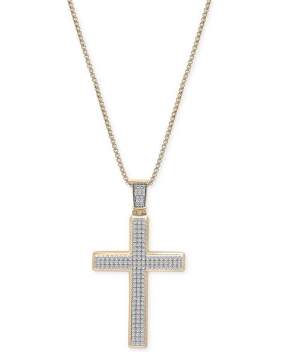 Macy's Diamond Cross 22" Pendant Necklace (1 Ct. T.w.) - Metallic