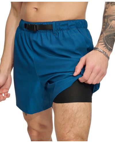 DKNY Stretch Cargo Pocket Hybrid 5" Volley Shorts - Blue