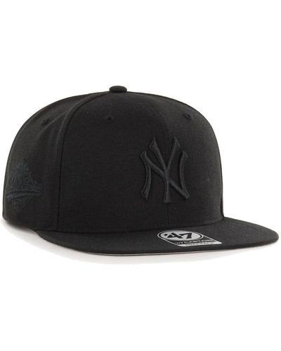 47 Brand New York Yankees Black On Black Sure Shot Captain Snapback Hat
