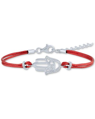 Macy's Diamond Accent Hamsa Hand Red Cord Bracelet
