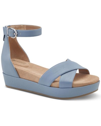 Giani Bernini Eviee Memory Foam Wedge Sandals - Blue