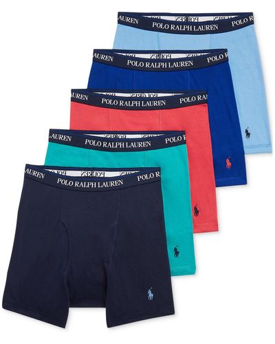 Polo Ralph Lauren 5-pk. Classic-fit Cotton Boxer Briefs - Blue