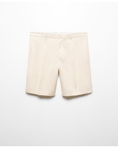 Mango Linen-blend Darts Detail Bermuda Shorts - Natural