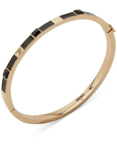 DKNY Gold-tone Crystal Thin Bangle Bracelet - Metallic
