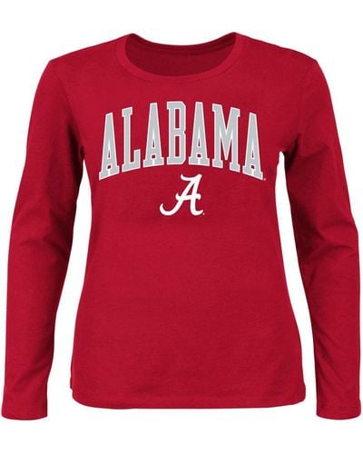 Profile Alabama Tide Plus Size Arch Over Logo Scoop Neck Long Sleeve T-shirt - Red