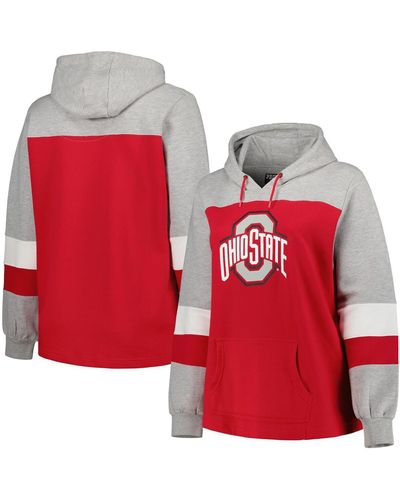 Profile Ohio State Buckeyes Plus Size Color-block Pullover Hoodie - Red