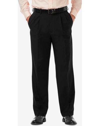 Haggar Cool 18 Pro Classic-fit Expandable Waist Pleated Stretch Dress Pants - Black