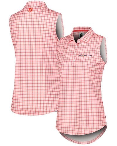 Footjoy The Players Gingham Sleeveless Polo - Pink