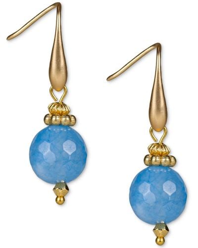 Patricia Nash Gold-tone Gemstone Bead Drop Earrings - Blue