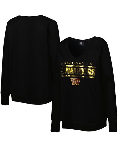 Cuce Washington Commanders Sequin Logo V-neck Pullover Sweatshirt - Black