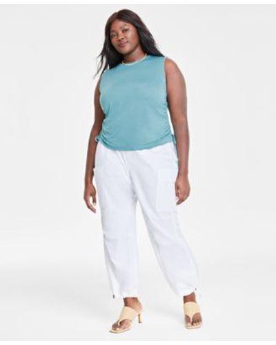 Macy's On 34th Trendy Plus Size Cinched Side Top Utility Pants Created For Macys - Blue