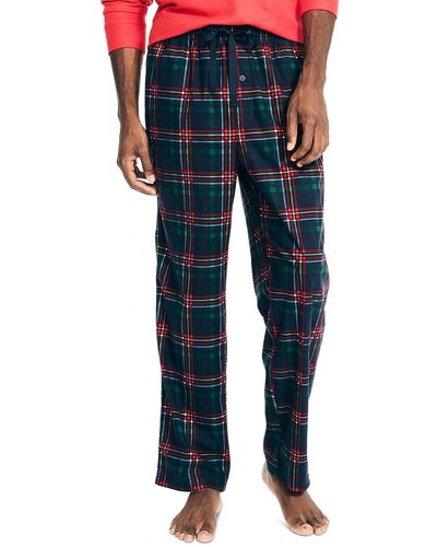 Nautica Classic-fit Plaid Cozy Fleece Pajama Pants - Blue