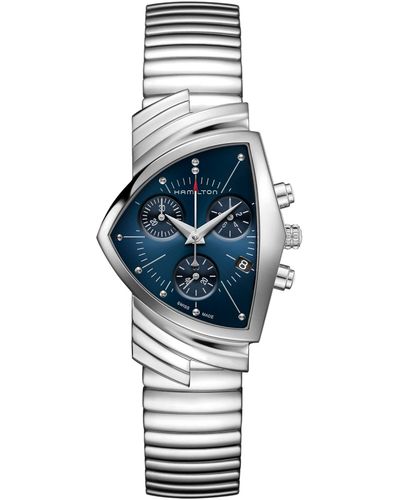 Hamilton Swiss Chronograph Ventura Stainless Steel Bracelet Watch 32x50mm - Blue