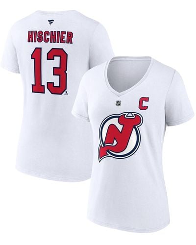 Fanatics Nico Hischier New Jersey Devils Special Edition 2.0 Name And Number V-neck T-shirt - White