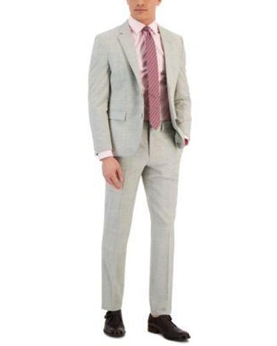 BOSS Hugo By Modern Fit Check Print Superflex Suit - Gray