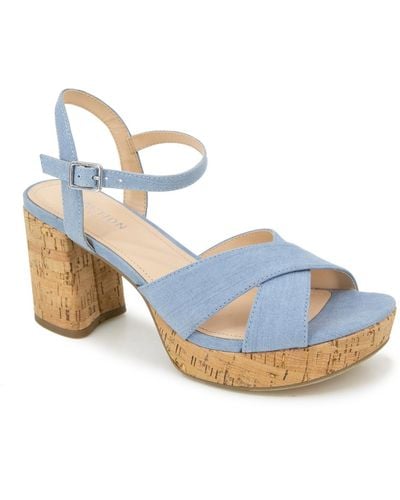 Kenneth Cole Reeva Platform Heeled Dress Sandals - Blue