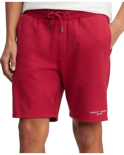 Tommy Hilfiger Cotton Fleece Logo Shorts - Red