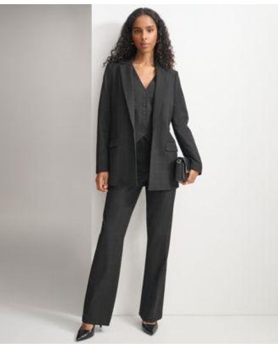 Calvin Klein Windowpane Print Blazer Vest Pant - Black