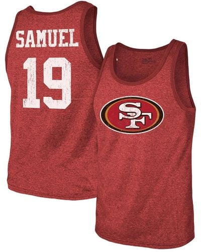 Majestic Threads Deebo Samuel San Francisco 49ers Player Name And Number Tri-blend Tank Top - Red