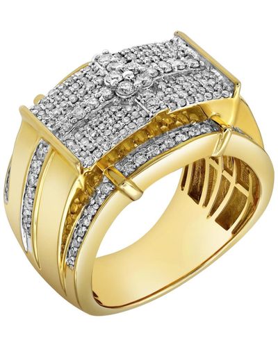 LuvMyJewelry Banner Of Bling Natural Certified Diamond 1.24 Cttw Round Cut 14k Gold Statement Ring - Metallic