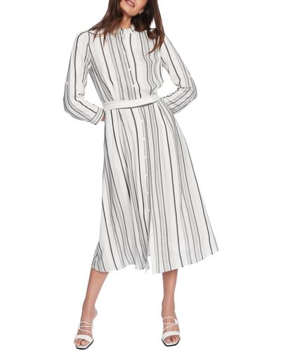 Court & Rowe Stripe Belted Midi Shirt Dress - White