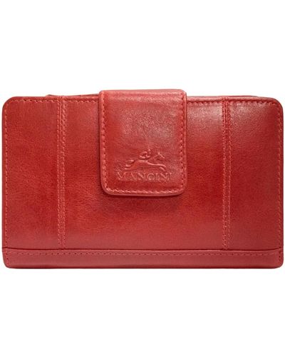 Mancini Casablanca Collection Rfid Secure Ladies Medium Clutch Wallet - Red