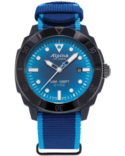 Alpina Swiss Automatic Seastrong Gyre Blue Plastic Strap Watch 44mm