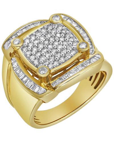 LuvMyJewelry Ice Hurricane Natural Certified Diamond 1.25 Cttw Baguette Cut 14k Gold Statement Ring - Metallic