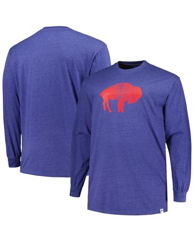 Profile Distressed Buffalo Bills Big And Tall Throwback Long Sleeve T-shirt - Blue