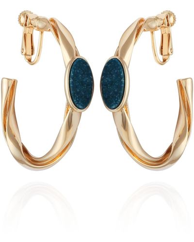 Vince Camuto 14k Gold-plated And Blue Clip-on Hoop Earring