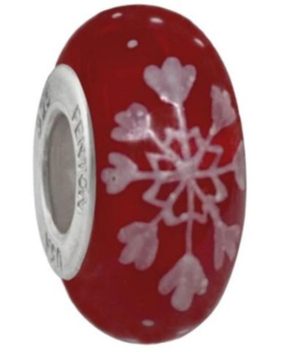 Fenton Glass Jewelry: Seasons Greetings Glass Charm - Red