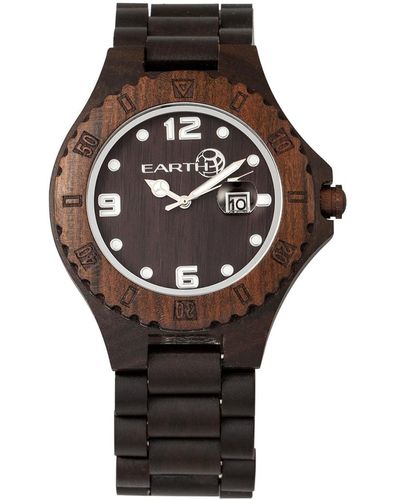 Earth Wood Raywood Wood Bracelet Watch W/date Brown 47mm