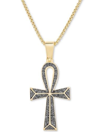 Macy's Diamond Ankh Cross 22" Pendant Necklace (1/4 Ct. T.w. - Metallic