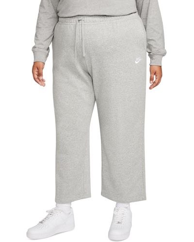 Nike Sportswear Club Fleece Mid-rise Wide-leg Sweatpants (plus Size) - Gray