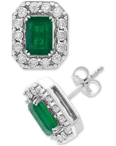 Effy Effy® Emerald (1-7/8 Ct. T.w.) & Diamond (1/5 Ct. T.w.) Earrings In 14k White Gold (also In Yellow Gold) - Green