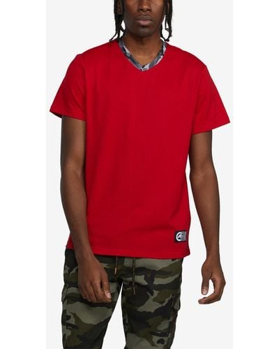 Ecko' Unltd Big And Tall Short Sleeve Winning Ways V-neck T-shirt - Red