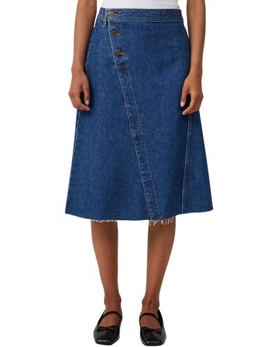 Cotton On Archer Denim Midi Skirt - Blue