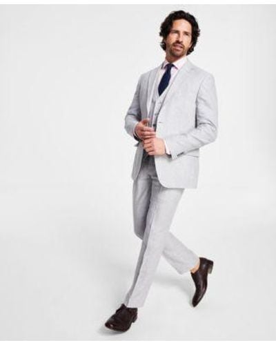 Tommy Hilfiger Modern Fit Flex Stretch Linen Suit Separates - White
