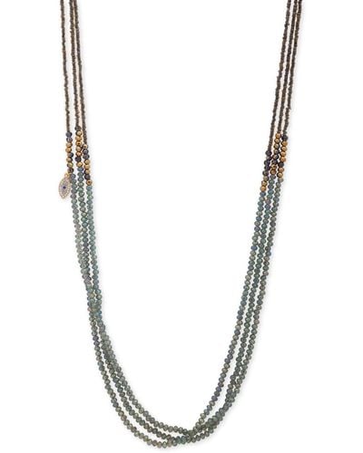 Lonna & Lilly Gold-tone Pave Evil Eye Charm Beaded 36" Triple-strand Necklace - Green