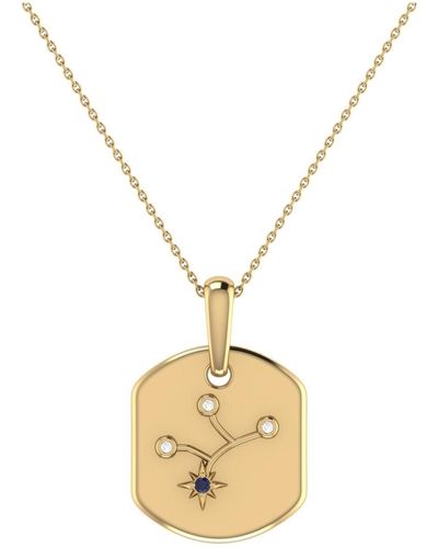 LuvMyJewelry Virgo Maiden Design Sterling Silver Blue Sapphire Stone Diamond Tag Pendant Necklace - Metallic