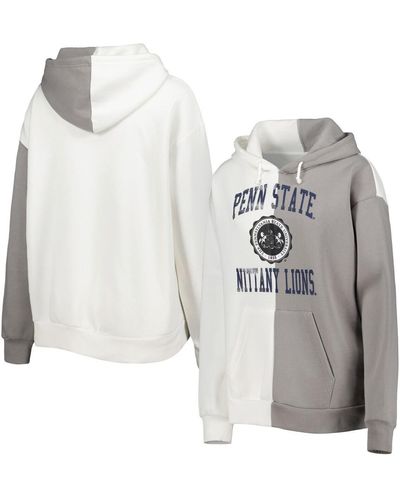 Gameday Couture Gray And White Penn State Nittany Lions Split Pullover Hoodie - Metallic