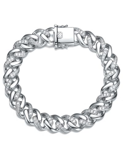 Genevive Jewelry Bold White Gold Plated Curb Chain Bracelet