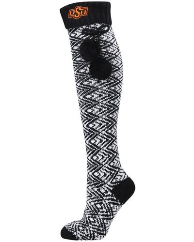 ZooZatZ Oklahoma State Cowboys Geometric Thigh High Socks - Black