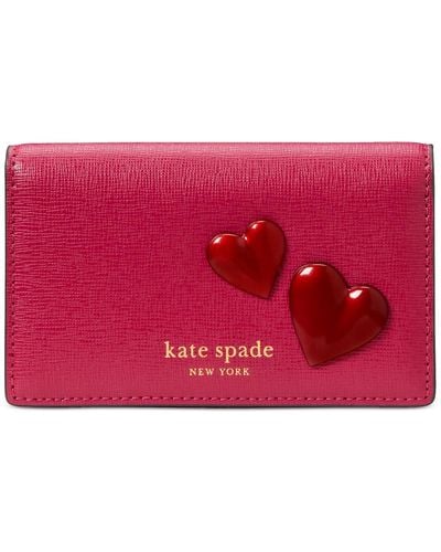 Kate Spade Pitter Patter Smooth Leather Bifold Snap Wallet - Red