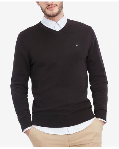 Tommy Hilfiger Essential Solid V-neck Sweater - Black