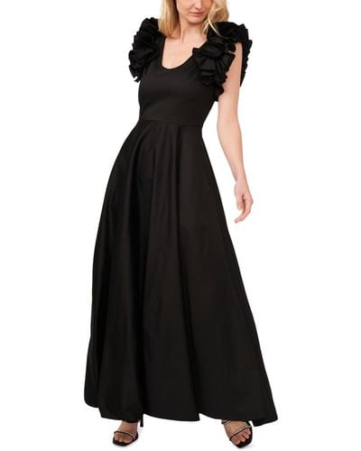Cece Ruffled Cap Sleeve Maxi Dress - Black